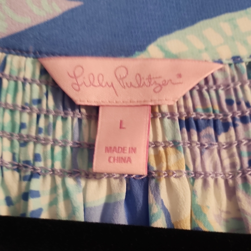 Lilly Pulitzer Blue and Cream Sailboat Elsa Blouse - Picture 2 of 3